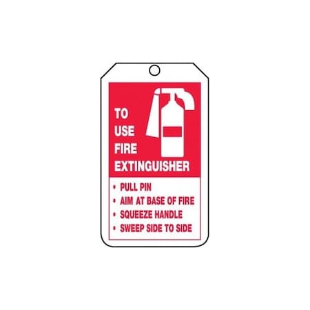 Accuform French Safety Tags, FIRE EXTINGUISHER INSTRUCTIONS, 5.75in x 3.25in, RP-Plastic, 25PK FRTRS218PTP